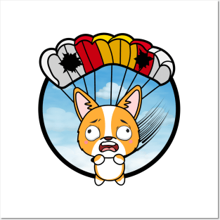 Silly corgi dog has a broken parachute Posters and Art